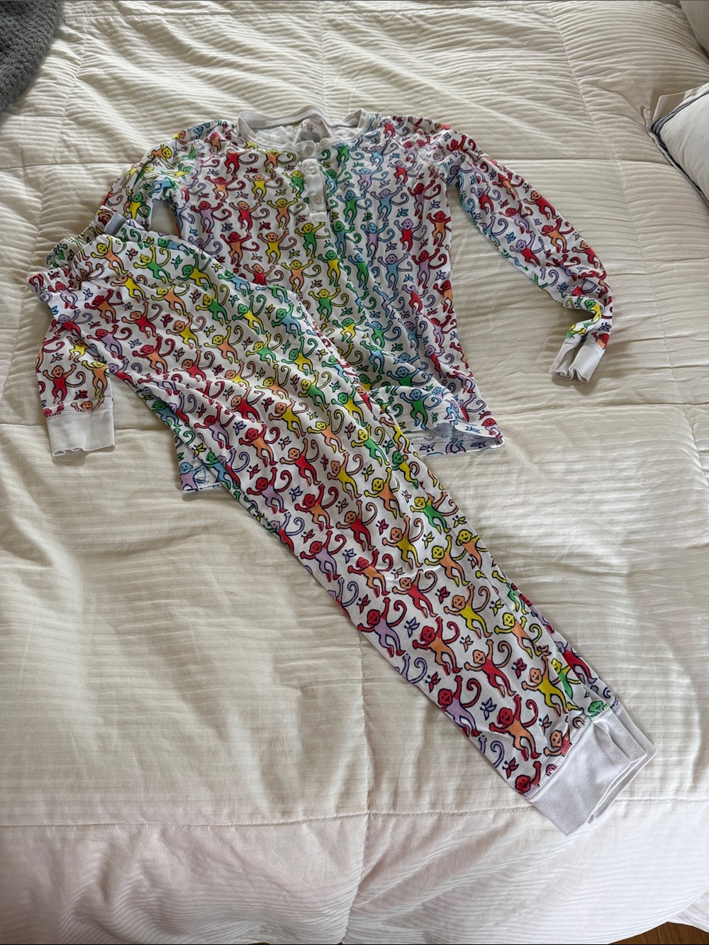 Kids Rainbow Monkey Print Pajama Set